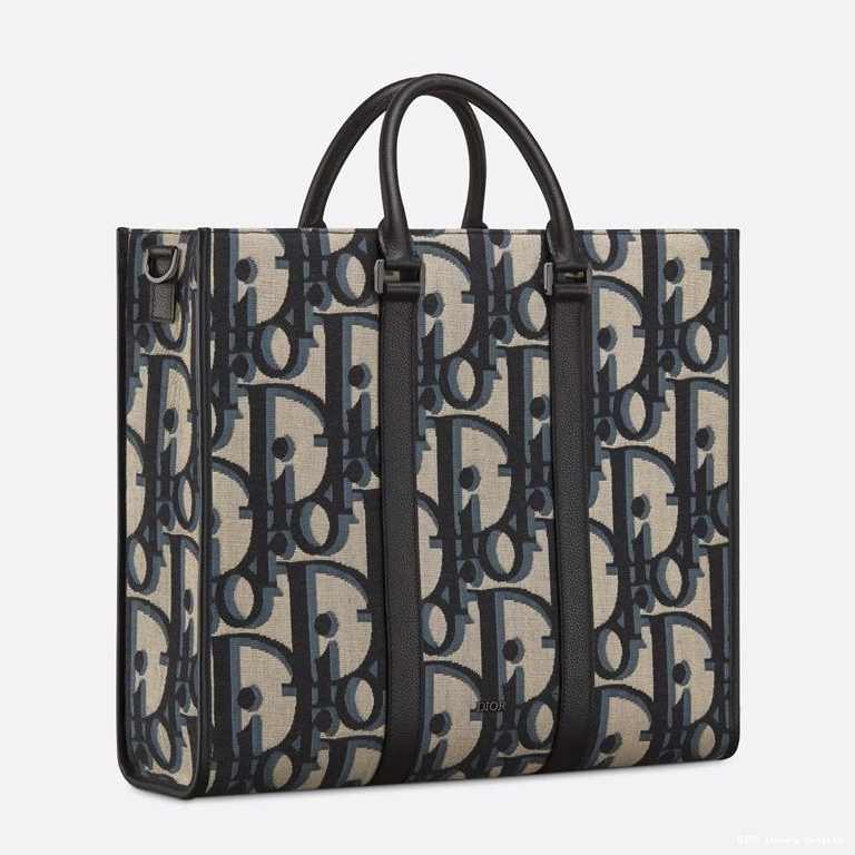 Cheap Blue Maxi Canvas Motif Oblique East-West Dior Tote 0719 Luxury